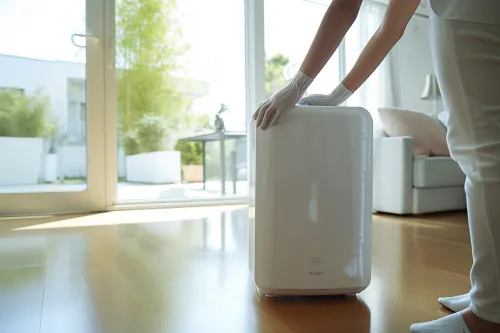 Mise en place optimale d'un climatiseur mobile avec tuyau bien droit et supports anti-vibrations pour un fonctionnement silencieux